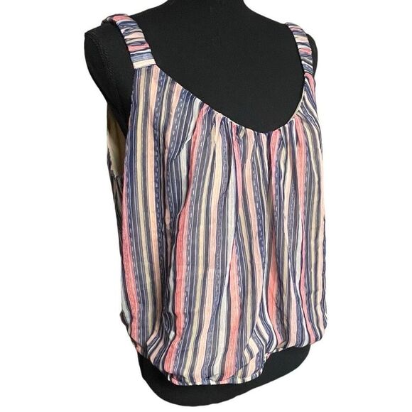 Nine Britton Levie Muted Stripe Puff Strap Tank N0256 - Picture 2 of 8